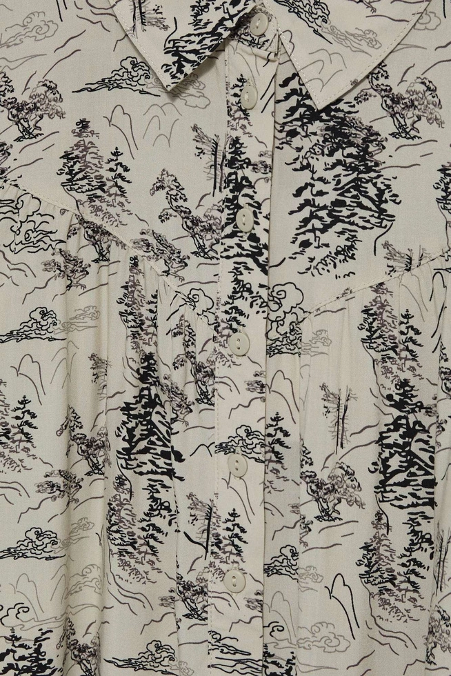 Wzorzysta koszula w kolorze beżowym