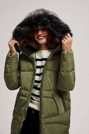 Pikowana kurtka z ocieplanym kapturem