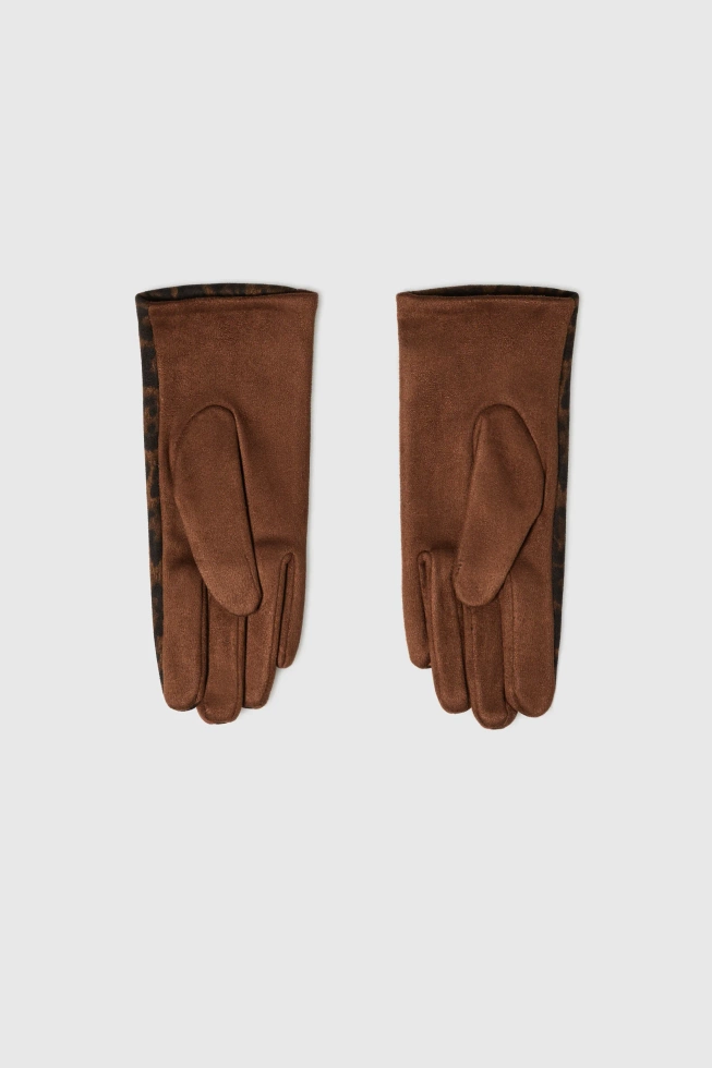 Rękawiczki w panterkę brązowe