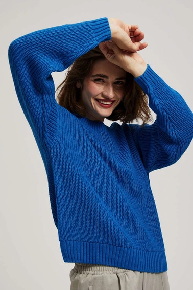 Sweter z okrągłym dekoltem lazurowy