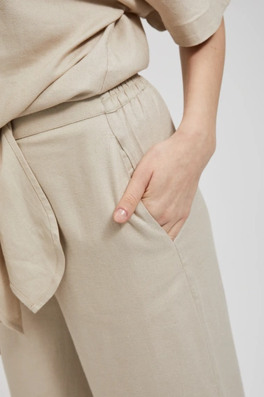 Lniane spodnie kuloty beżowe