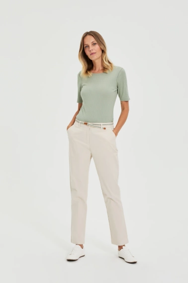 Bluzka z prążkowanego materiału oliwkowa