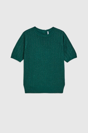 Wiskozowy sweter z metaliczną nitką zielony