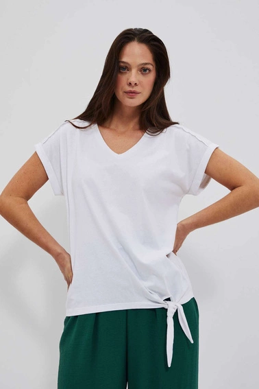 T-shirt z wiązaniem biały