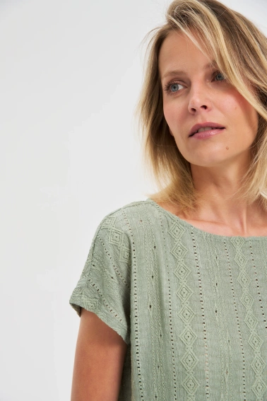 Bluzka z krótkimi rękawami oliwkowa