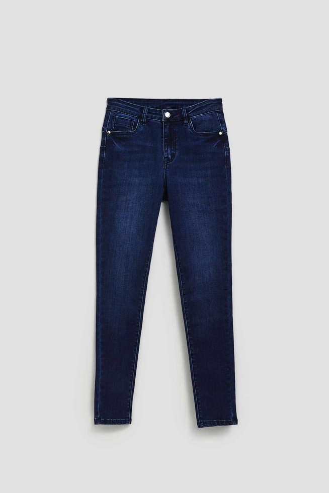 Jeansy rurki z efektem push up granatowe