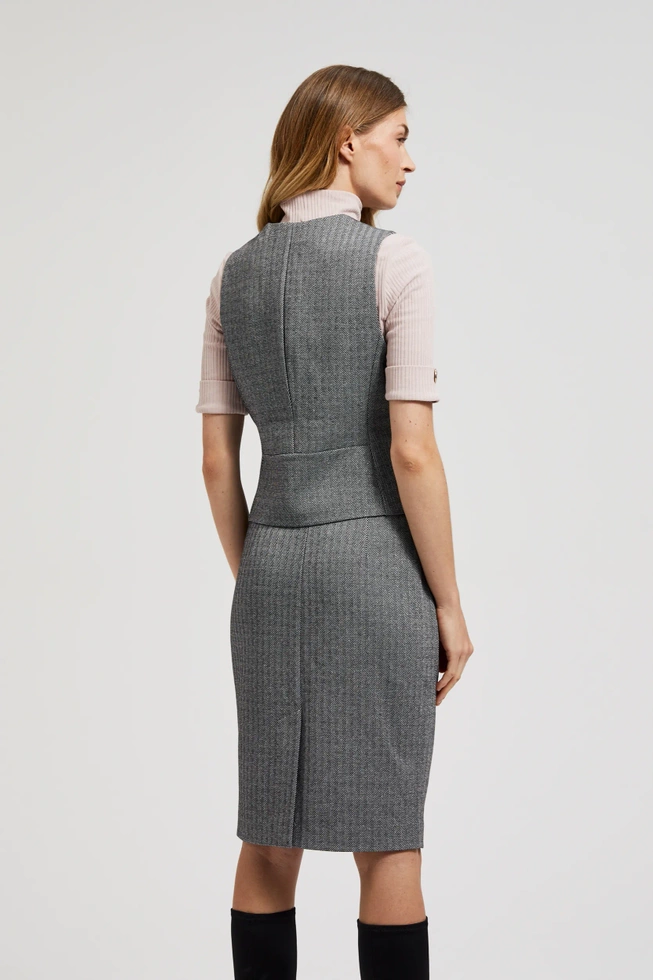 Elegancka kamizelka z guzikami w kolorze srebrnym szara