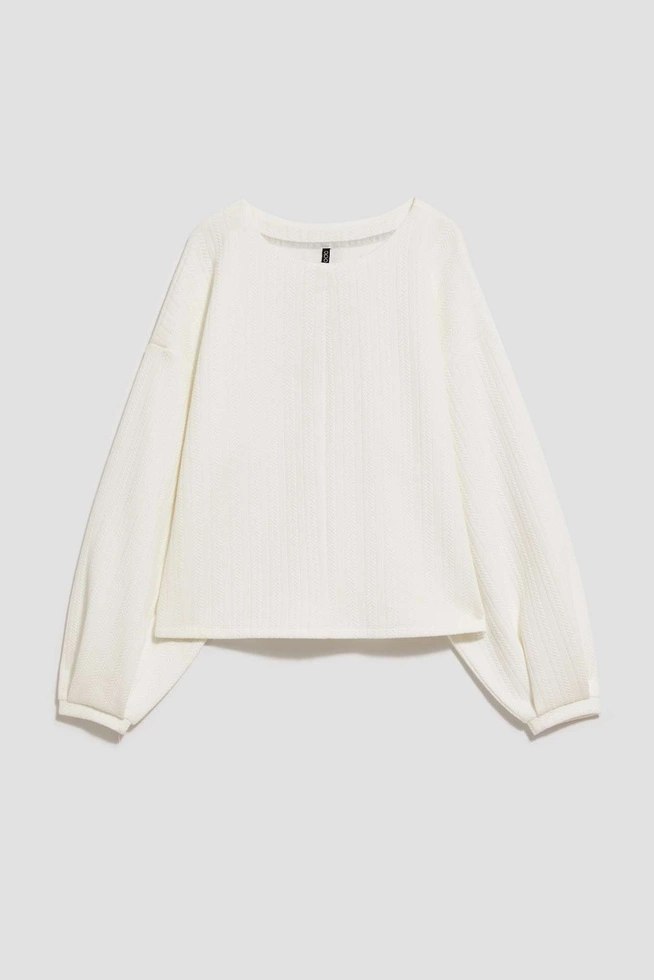 Bluza z bufiastymi rękawami perłowa