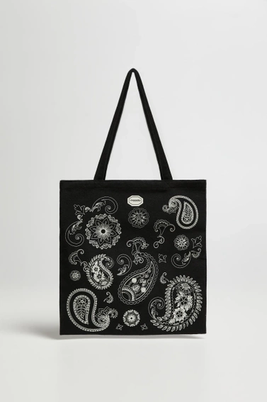 Torba shopper z nadrukiem czarna