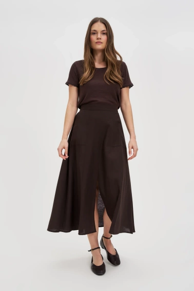 Bluzka z krótkimi rękawami brązowa