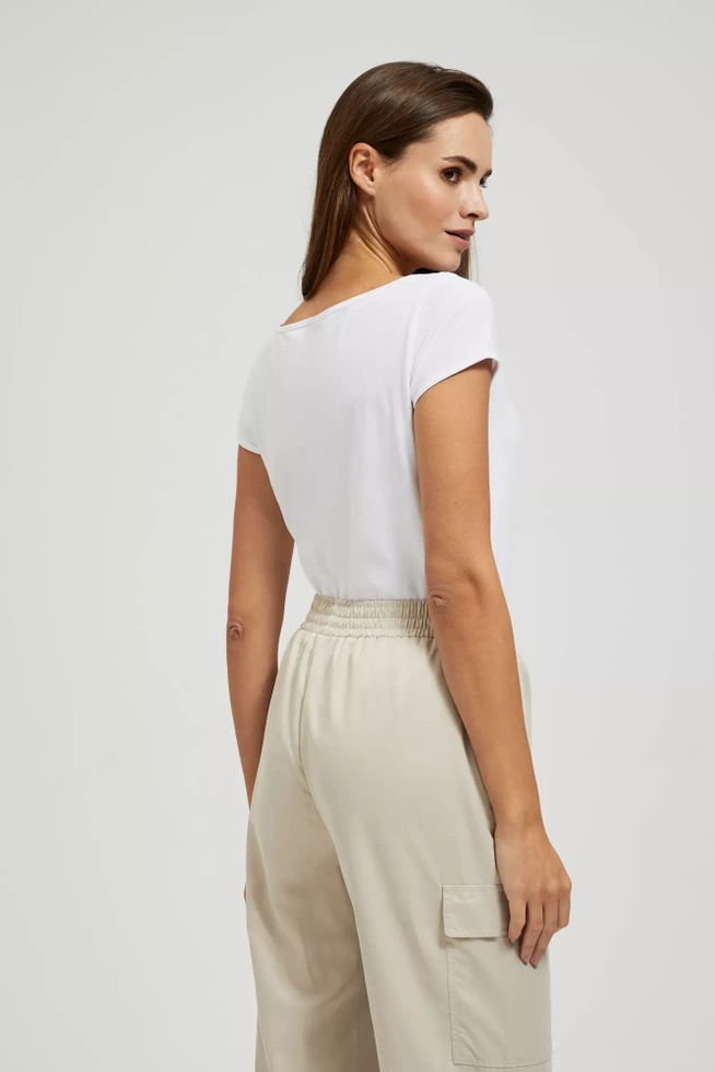 T-shirt z okrąłym dekoltem i krótkimi rękawami biały