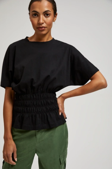 Bluzka z gumą w talii czarna