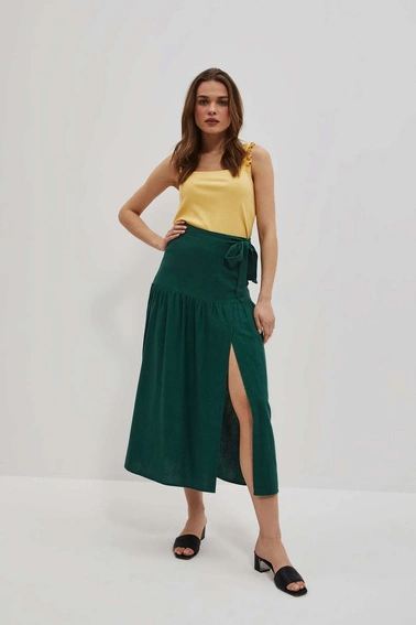 Prążkowany top damski żółty