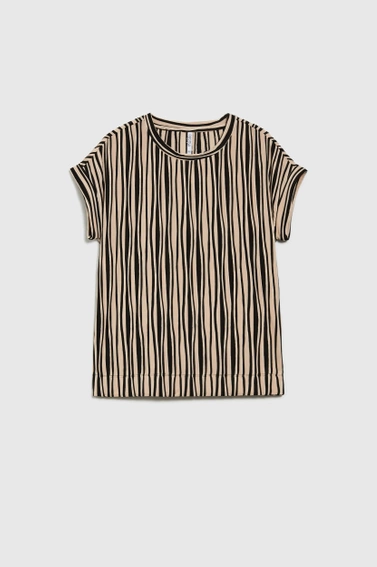 Bluzka w paski beżowa