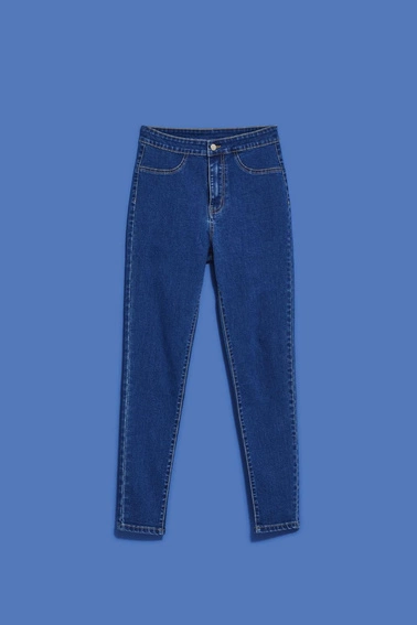 Jeansy z wysokim stanem niebieskie