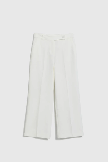 Spodnie w kant z szerokimi nogawkami białe