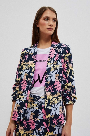 Jednorzędowa marynarka z roślinnym printem