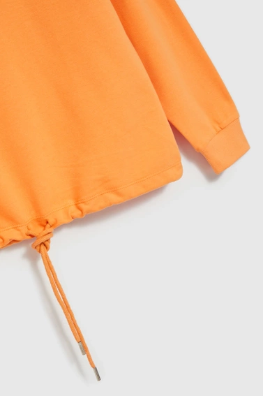 Gładka bluza z dekoltem w serek i wiązaniem pomarańczowa
