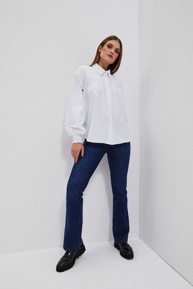 Koszula z bufiastymi rękawami i kołnierzykiem biała