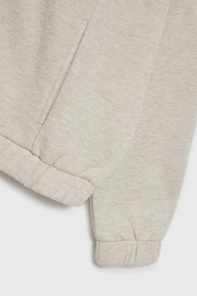 Bluza zapinana na zamek z długimi rękawami beżowa