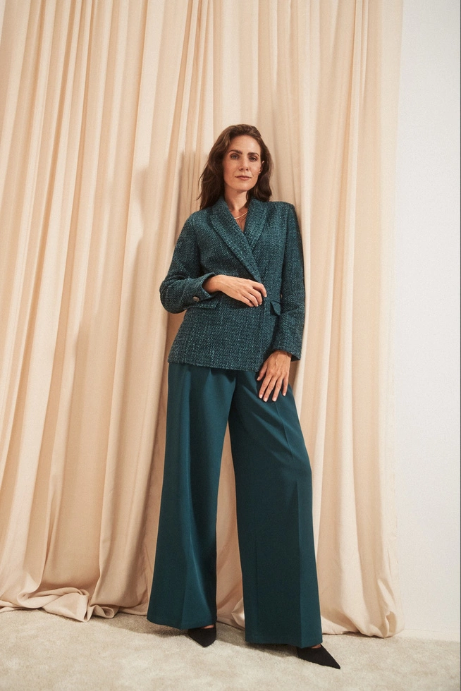 Marynarka w tweedowym stylu szmaragdowa