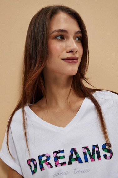 Bawełniana bluzka z napisem biała