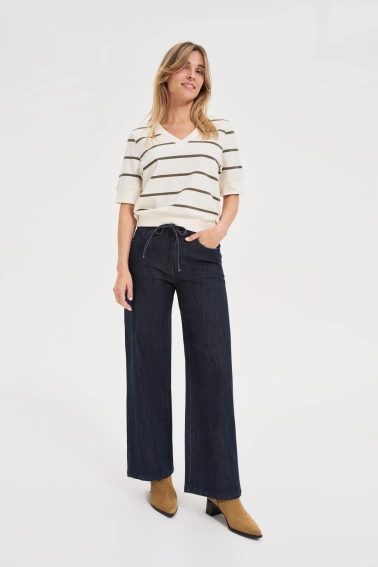 Jeansy z szerokimi nogawkami granatowe