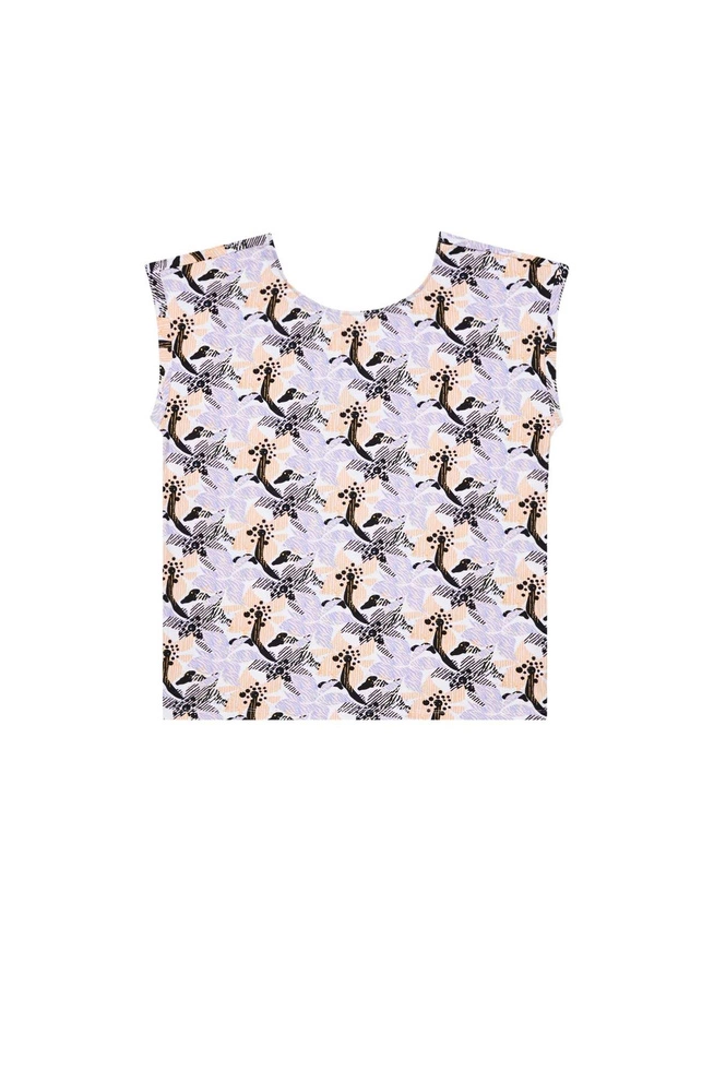 Wzorzysta bluzka z ozdobnym tyłem biała