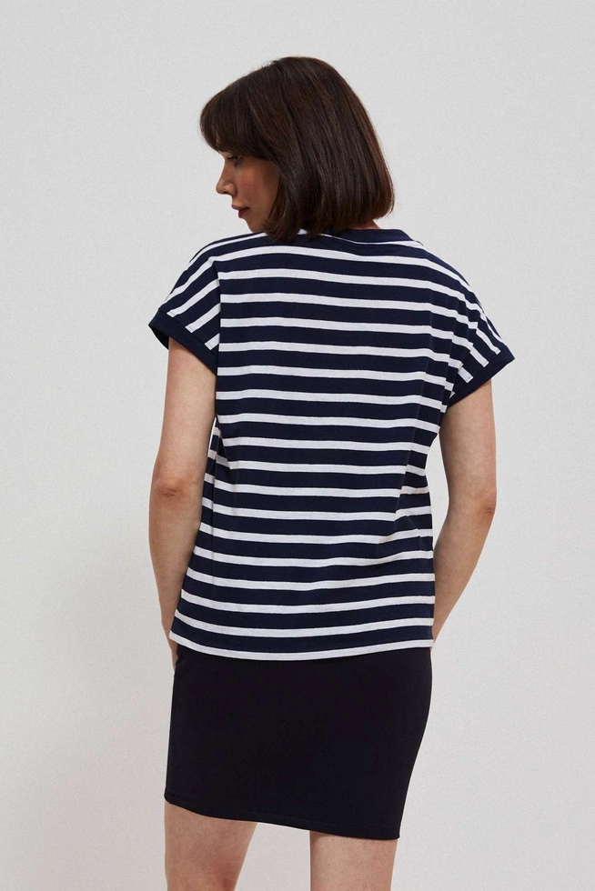 Bawełniana bluzka w paski granatowa