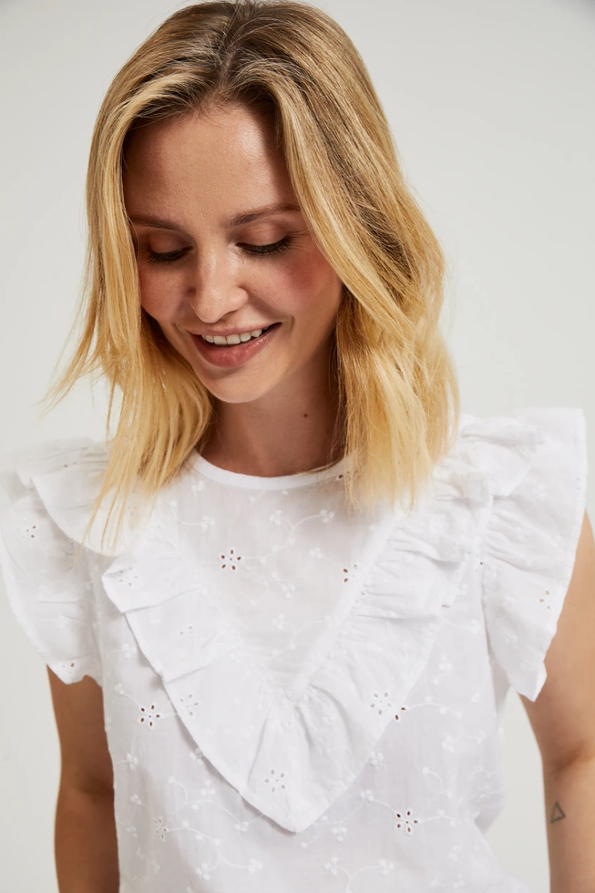 Koszula z falbaną biała