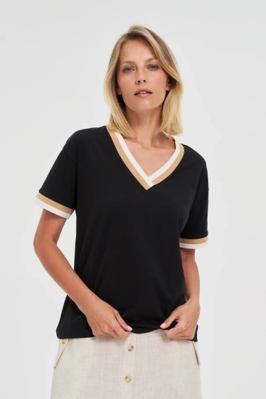 Bluzka z bawełny czarna