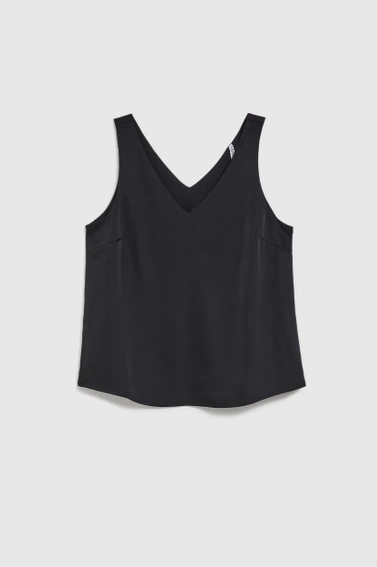 Gładka koszula z dekoltem w serek czarna