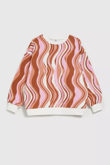 Bluza wkładana przez głowę z geometrycznym wzorem brązowa