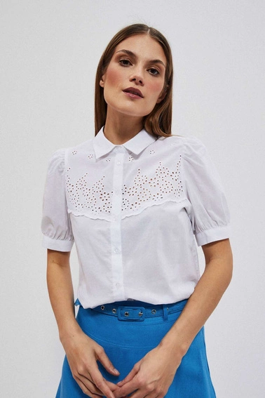 Koszula z bufiastymi rękawami zapinana na guziki biała
