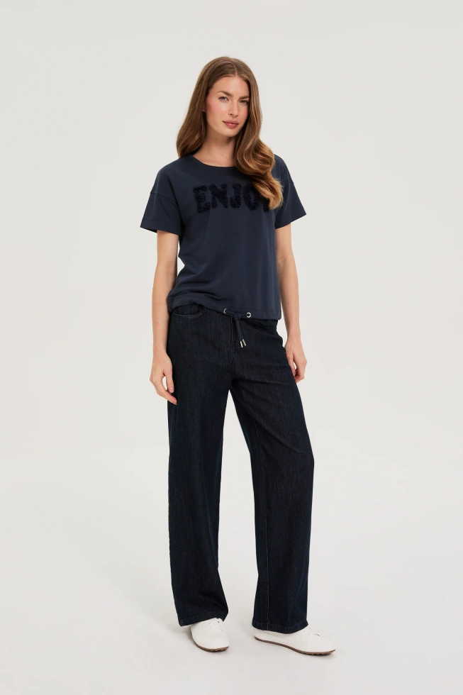 Bluza z krótkimi rękawami granatowa