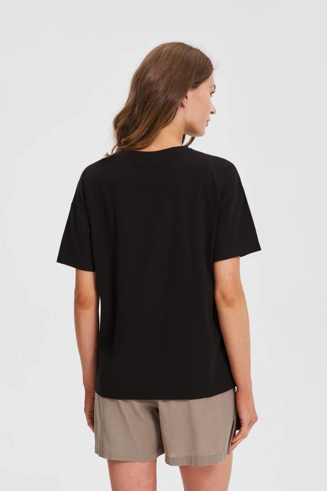 Bawełniany t-shirt z nadrukiem czarny