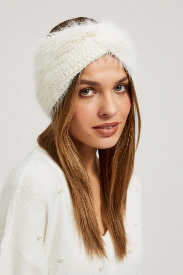 Ciepła opaska na głowę perłowa