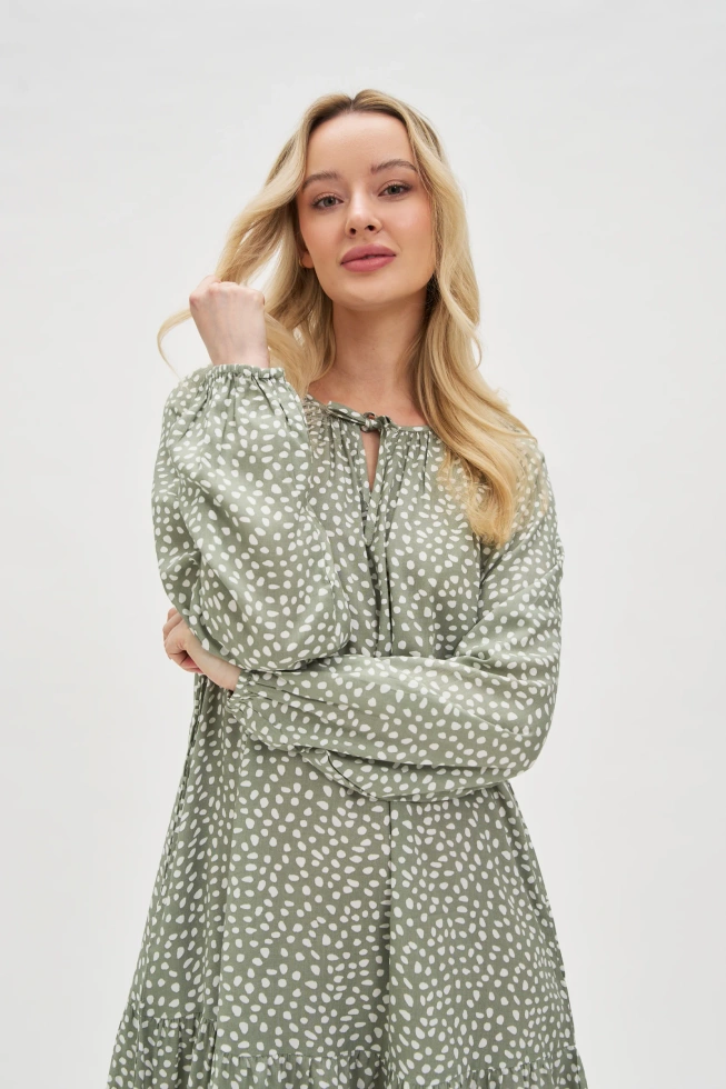 Wiskozowa sukienka oliwkowa