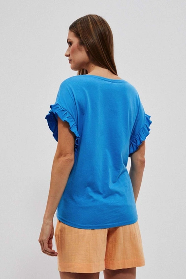 Bluzka z napisem i falbaną na rękawie