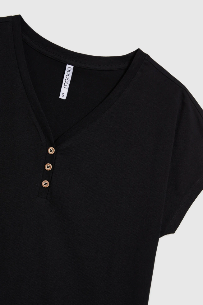 Bawełniana bluzka z guzikami czarna