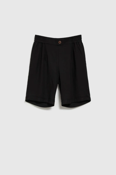 Gładkie lniane szorty czarne