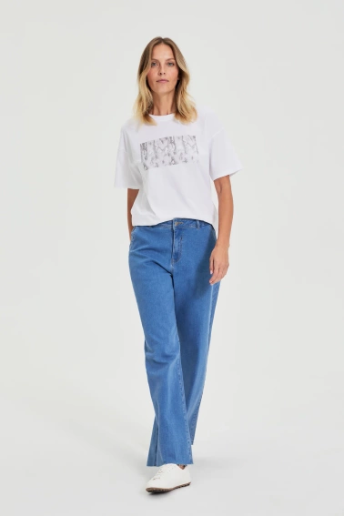 Jeansy z szerokimi nogawkami niebieskie