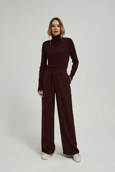 Spodnie z szerokimi nogawkami kasztanowe