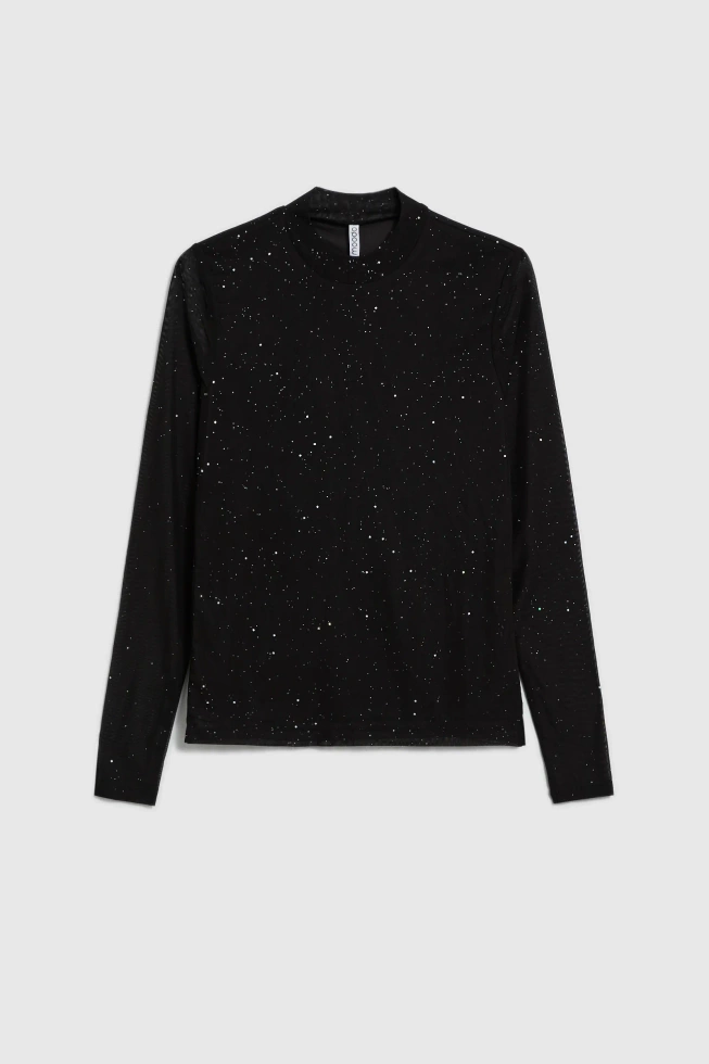 Bluzka z przezroczystymi rękawami czarna