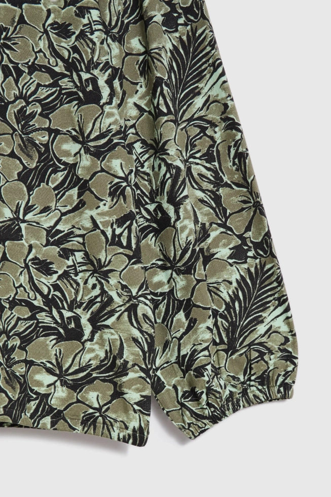 Bluzka w kwiaty oliwkowa