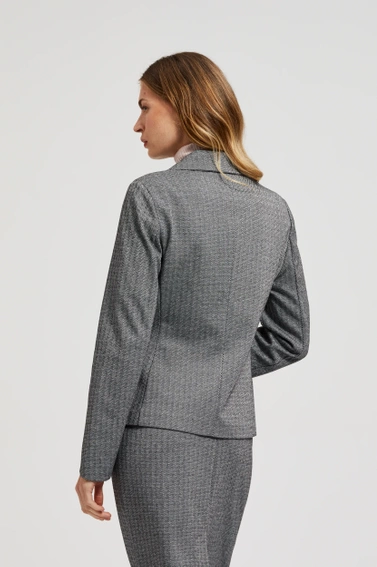 Jednorzędowa elegancka marynarka z długimi rękawami szara