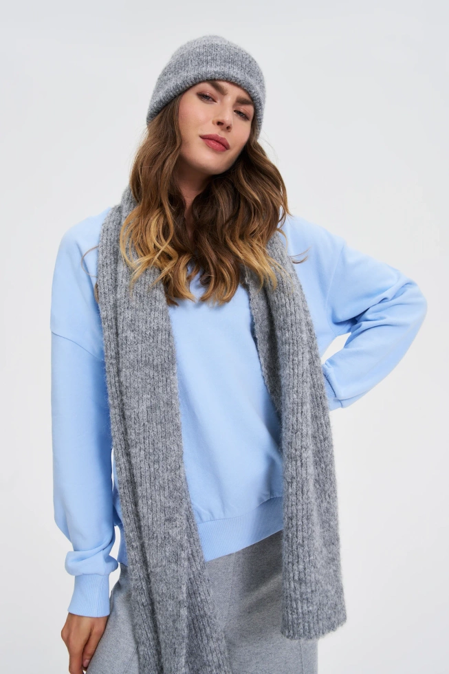 Szal z dodatkiem wełny szary