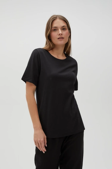 Gładki bawełniany t-shirt czarny