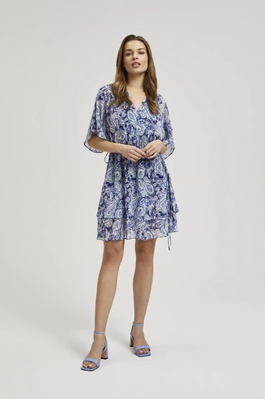 Wzorzysta sukienka przed kolana niebieska