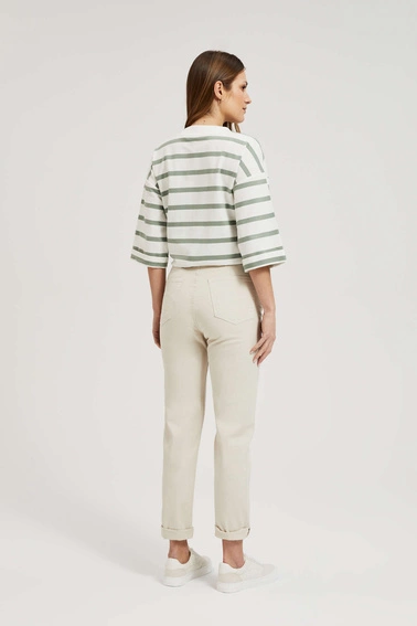 Jeansy mom fit bężowe